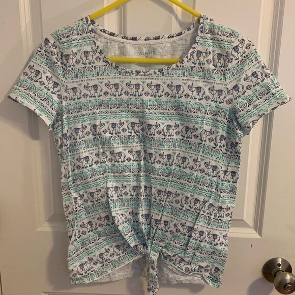 Talbots Tops - Talbots medium elephant print short sleeve shirt